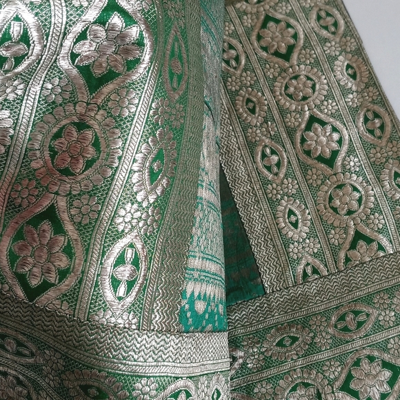 Gorgeous Silk Green Iridescent Patchwork Pillow Sham from India - Picture 3 of 15